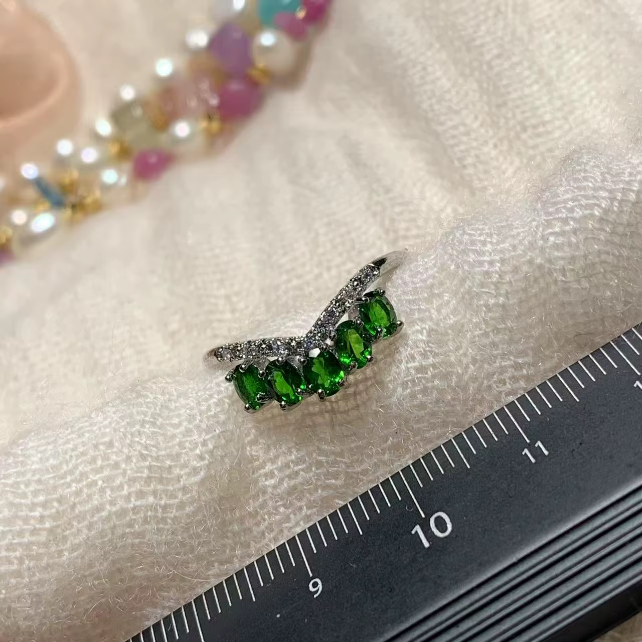 Bague Diopside naturelle Simple de luxe pour femmes