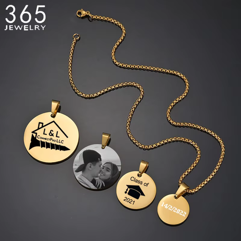 Pendentif rond en acier inoxydable pour femmes