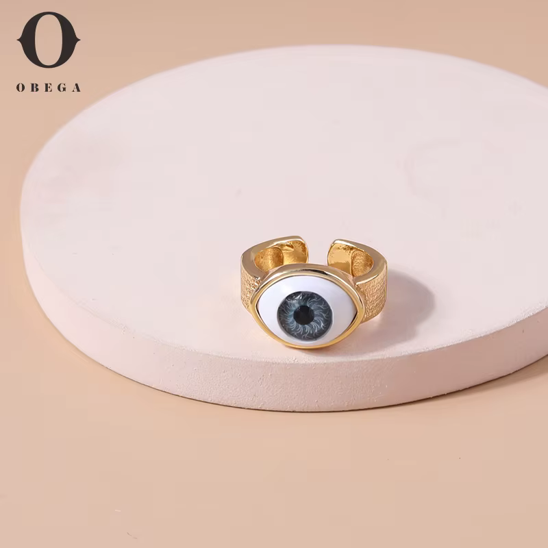 Obega Vintage Simple mauvais œil anneaux pour femmes gothique couleur or chanceux turc bleu un œil bague bijoux cadeaux