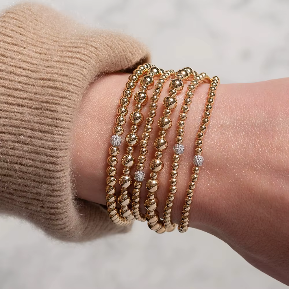 KKBEAD Bracelets plaqués or 18 carats pour femme