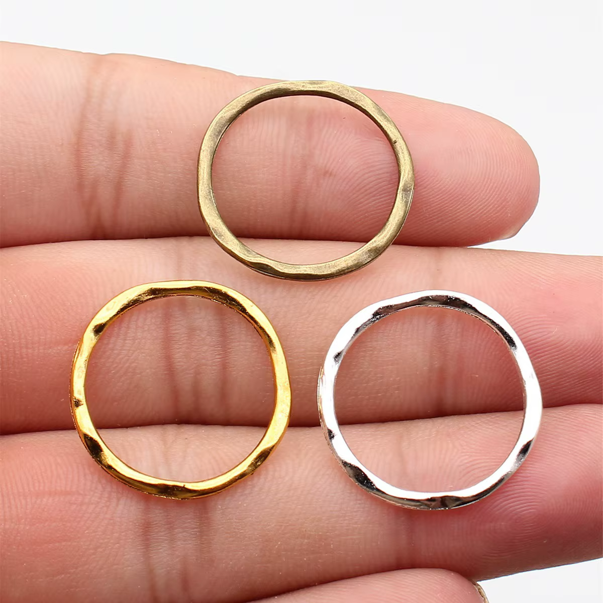 WYSIWYG 10 pièces breloques anneau irrégulier Antique argent couleur alliage bricolage fabrication de bijoux accessoires 23x24mm