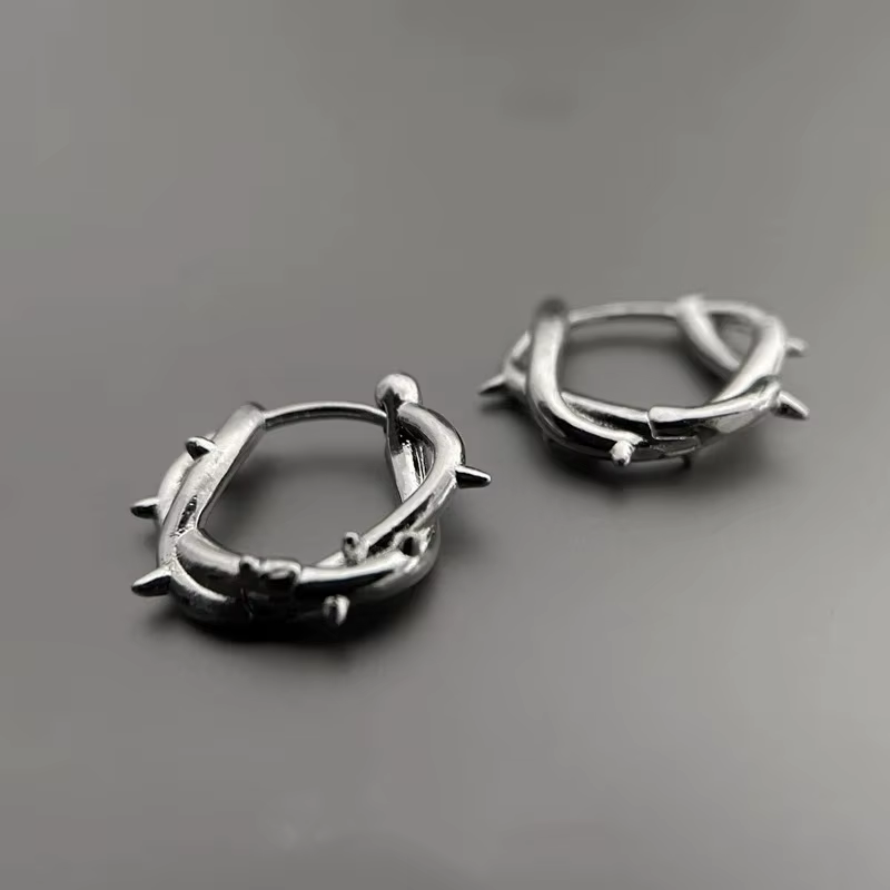Hiphop Punk épine boucles d'oreilles pour homme femmes classique Piercing oreille Cartilage Tragus Simple Huggie cerceau Rock bijoux cadeau