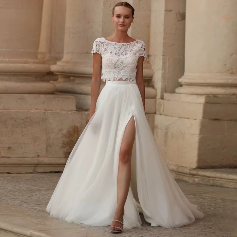 Weilinsha-Robe de Mariée Deux Pièces Personnalisée en Dentelle