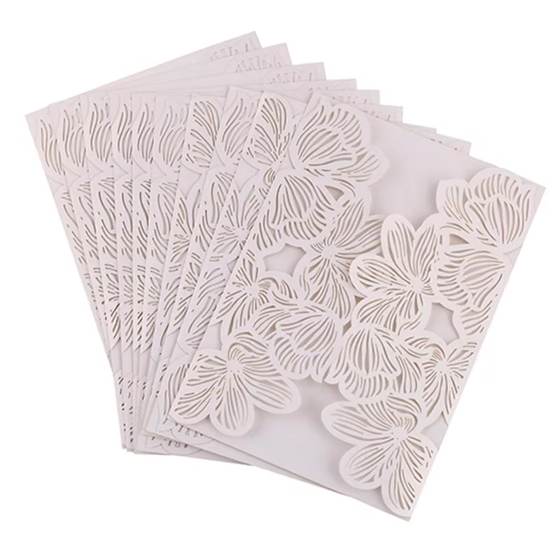 Carte d'InPorter de Mariage en Papier Blanc avec Fleurs