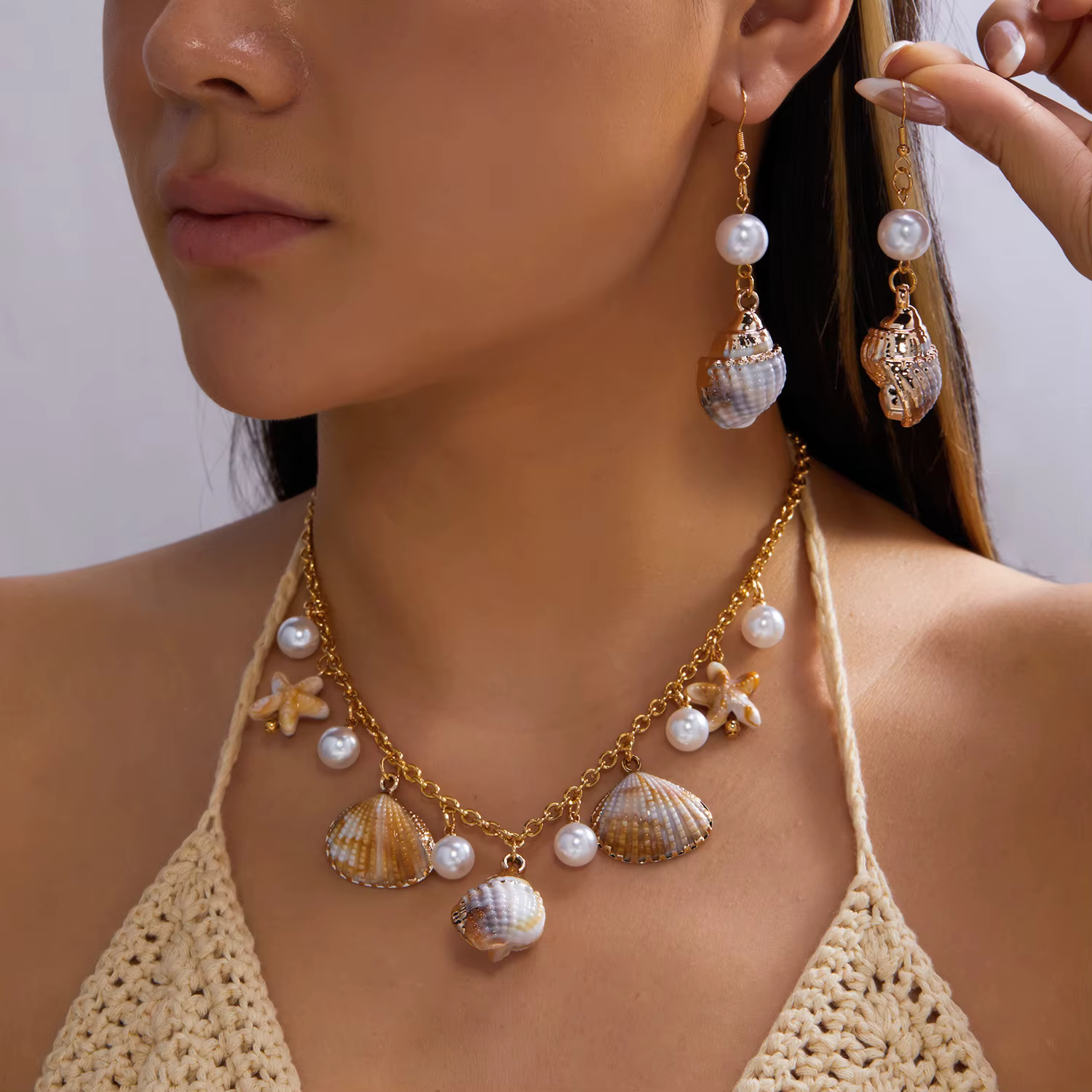 Parure de bijoux bohème thème océan pour femme