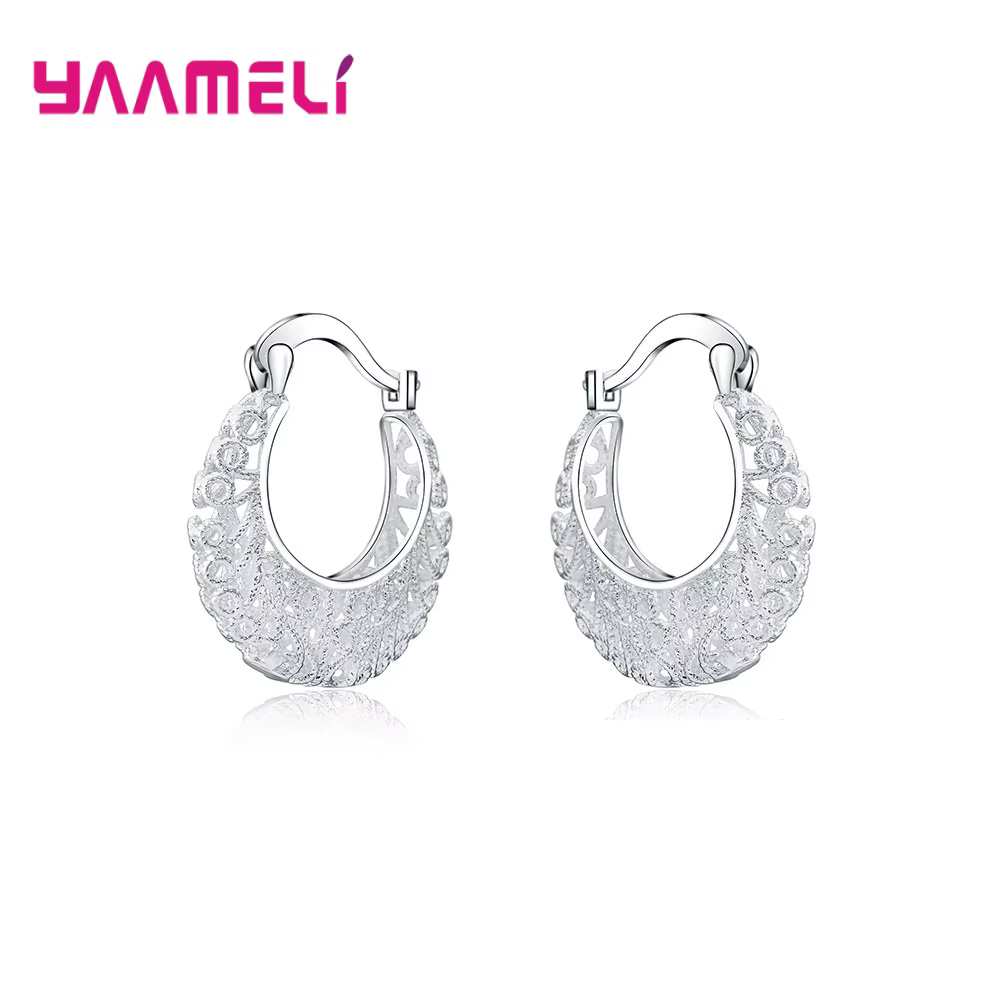 Ethnique Vintage motif cerceau boucles d'oreilles 100% 925 en argent Sterling réel S925 bijoux femme célèbre mariage fiançailles fête cadeaux