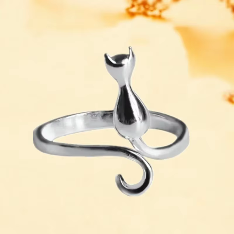 Bagues chat en argent Sterling 925 pour femmes