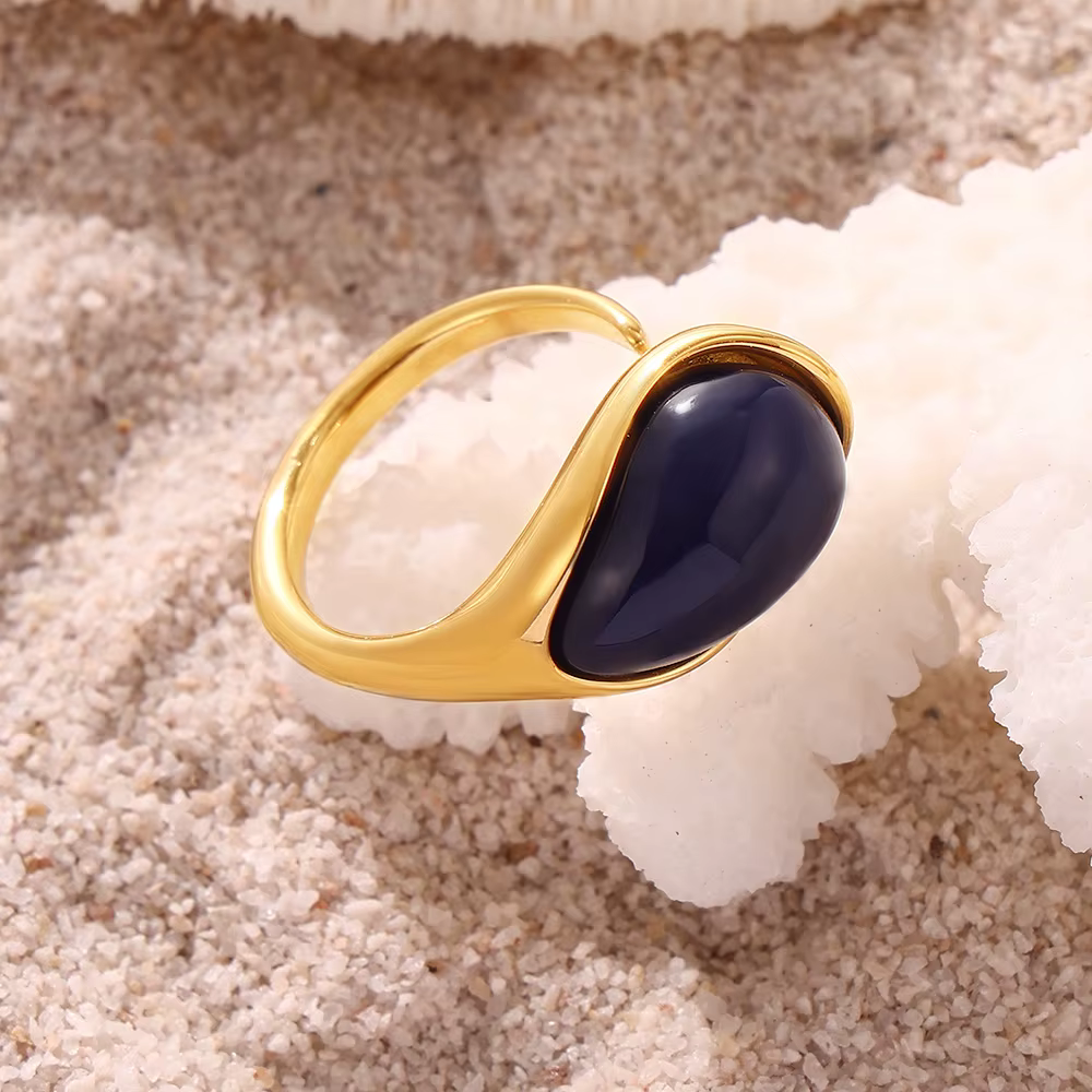 Bagues en résine bleue chic pour femmes