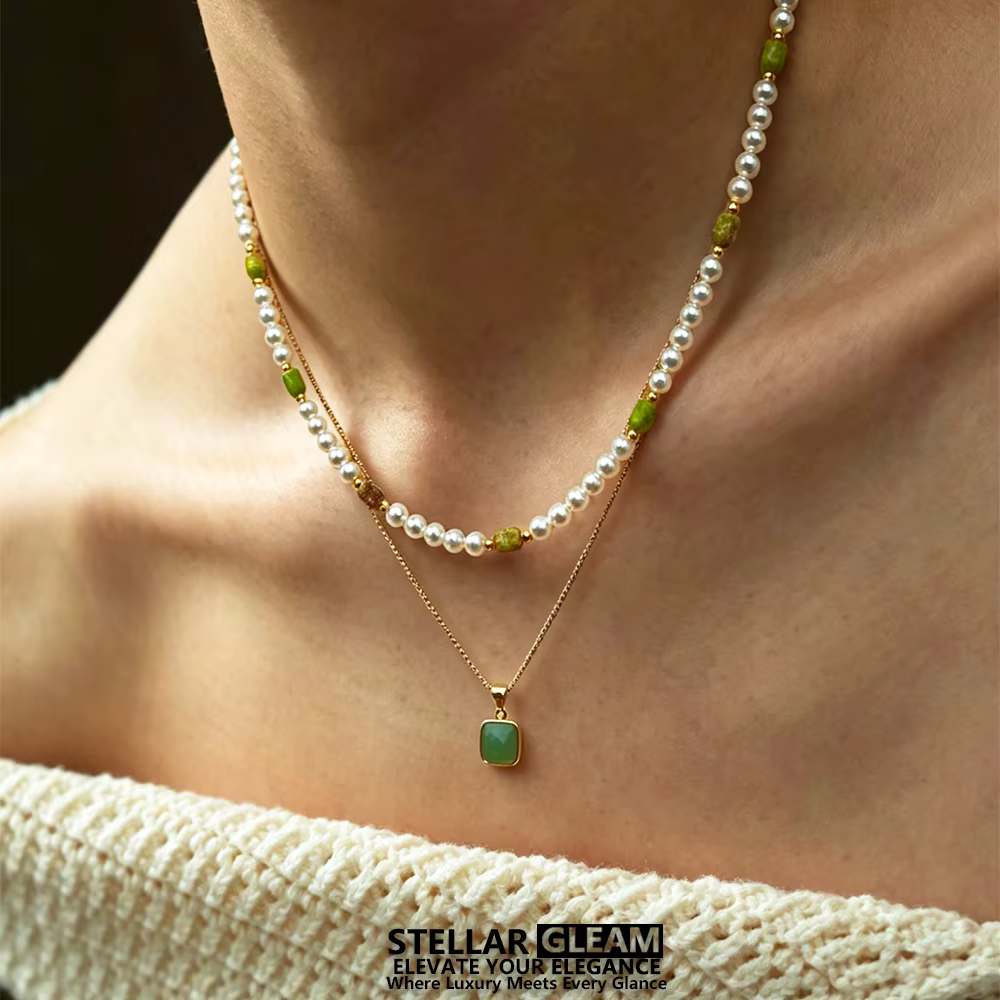 NOUVEAU Collier de perles superposées pour femme
