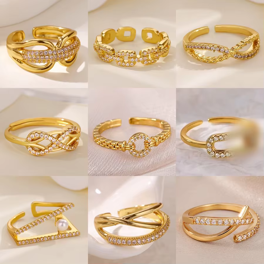 Bagues croisées en chaîne en Zircon pour femmes