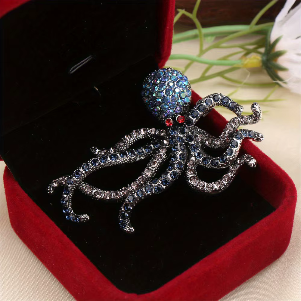 Broche de luxe de style baroque en forme de pieuvre pour hommes et femmes