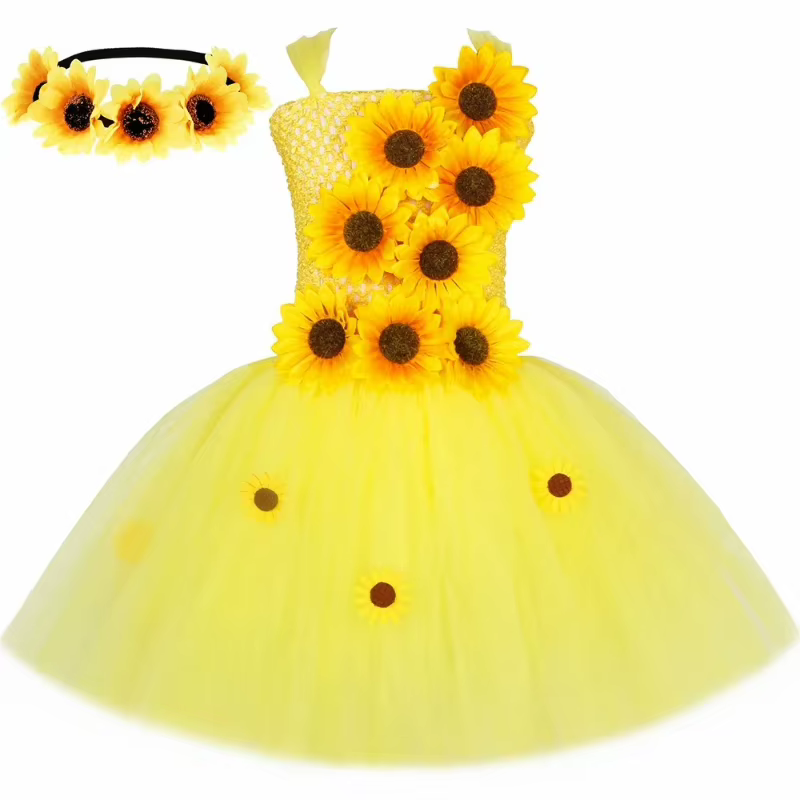 Robe Cosplay féerique tournesol pour filles