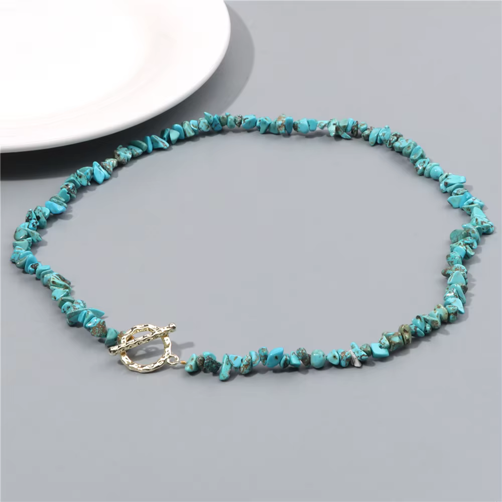 Collier de gravier multicolore en pierre naturelle