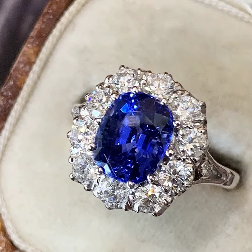 Huitan – bague en zircone cubique bleue scintillante pour femmes