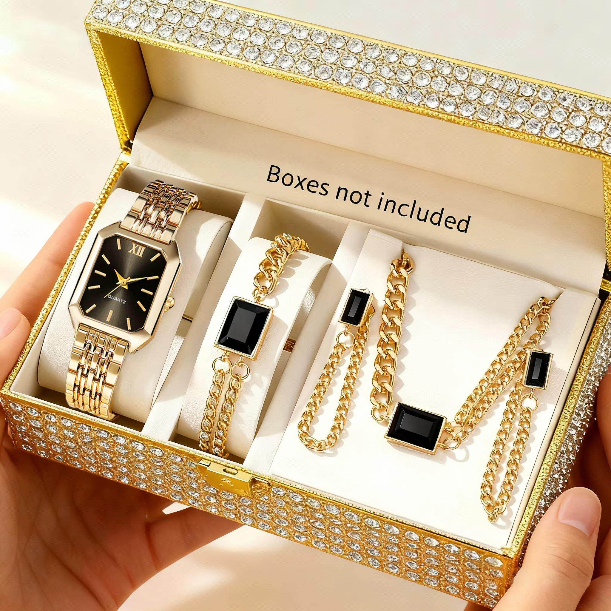 Ensemble de 5 montres élégantes rectangulaires pour femmes