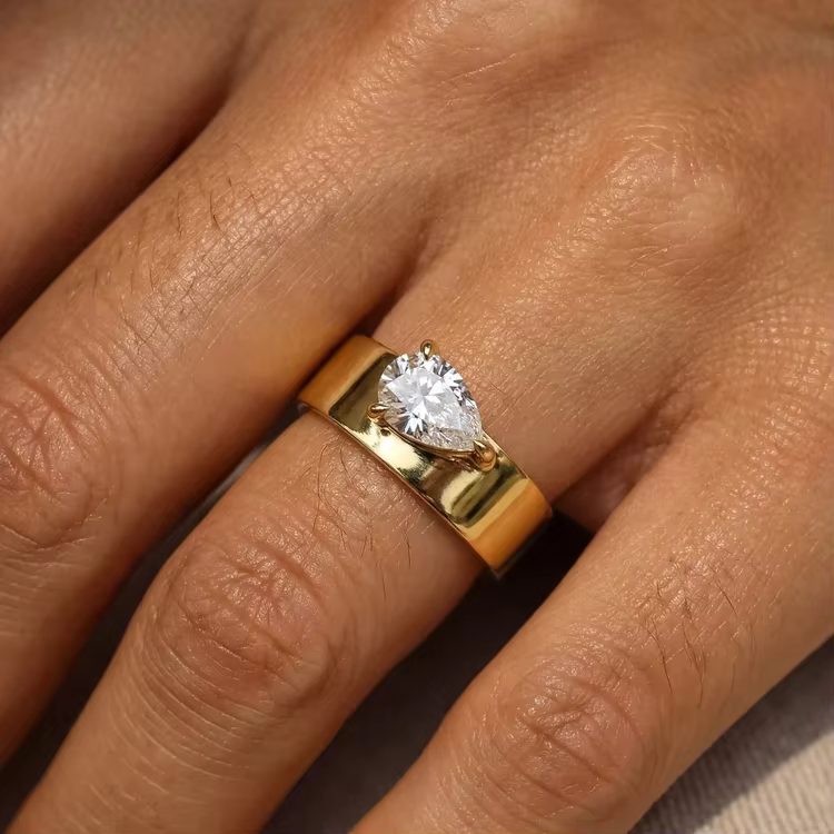 Bagues larges en or 14 carats pour femmes
