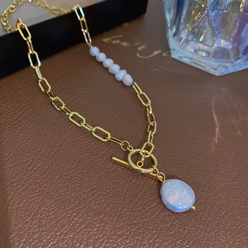 Bijoux originaux 100% naturel Baroque perle d'eau douce 14K or rempli femme asymétrie collier pour femmes cadeaux ne se décolore pas