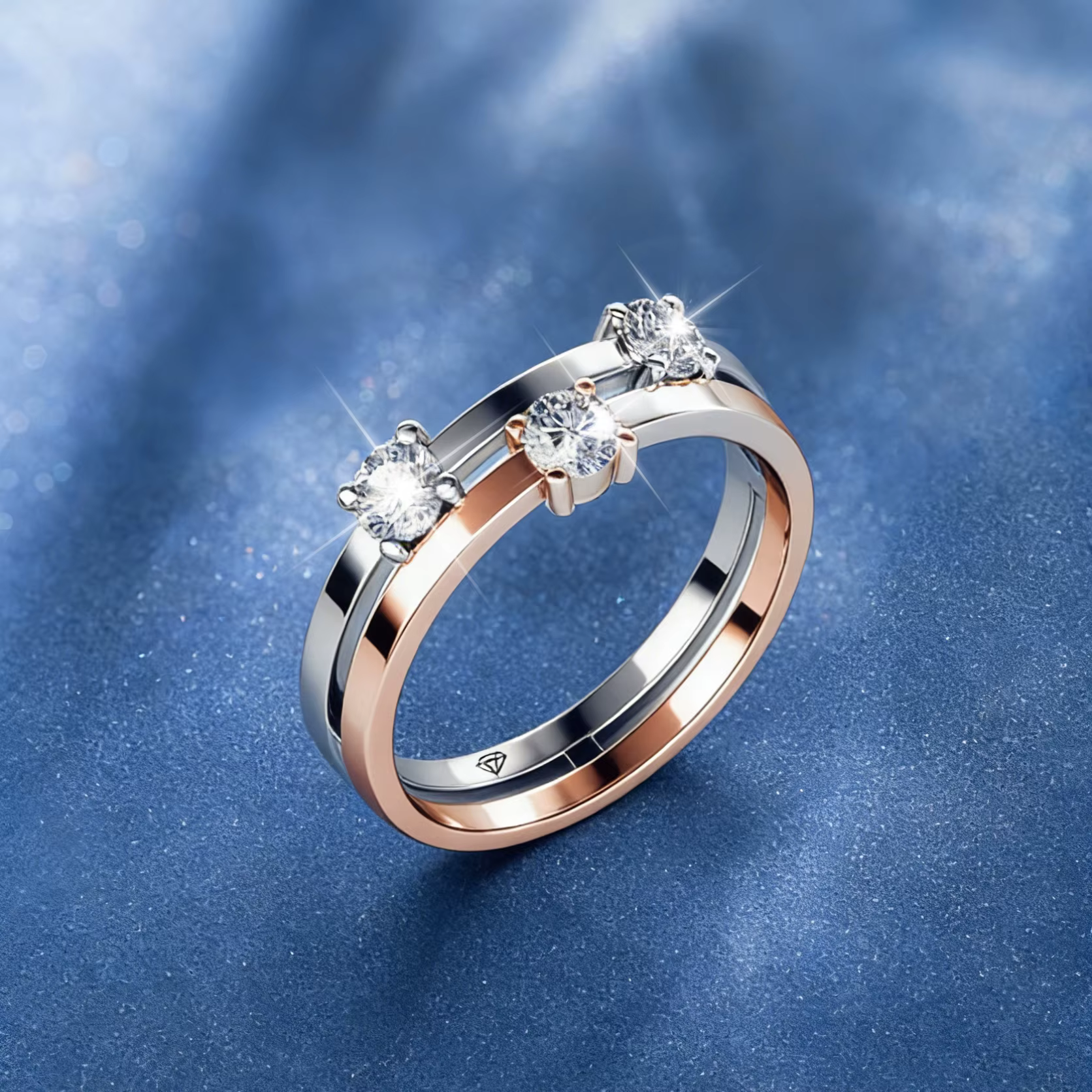 Bague bicolore ornée de cristaux Swarovski de qualité supérieure pour femme