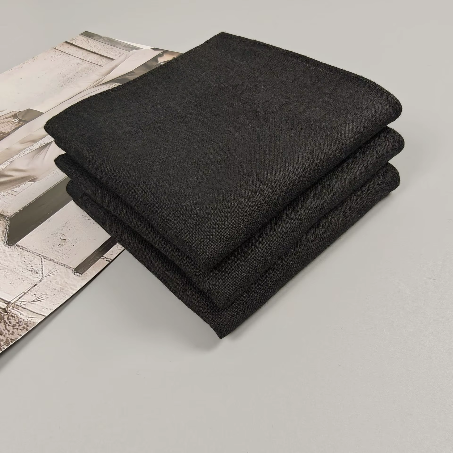 Lot de 3-6 Mouchoirs Rétro Jacquard en Coton Peigné