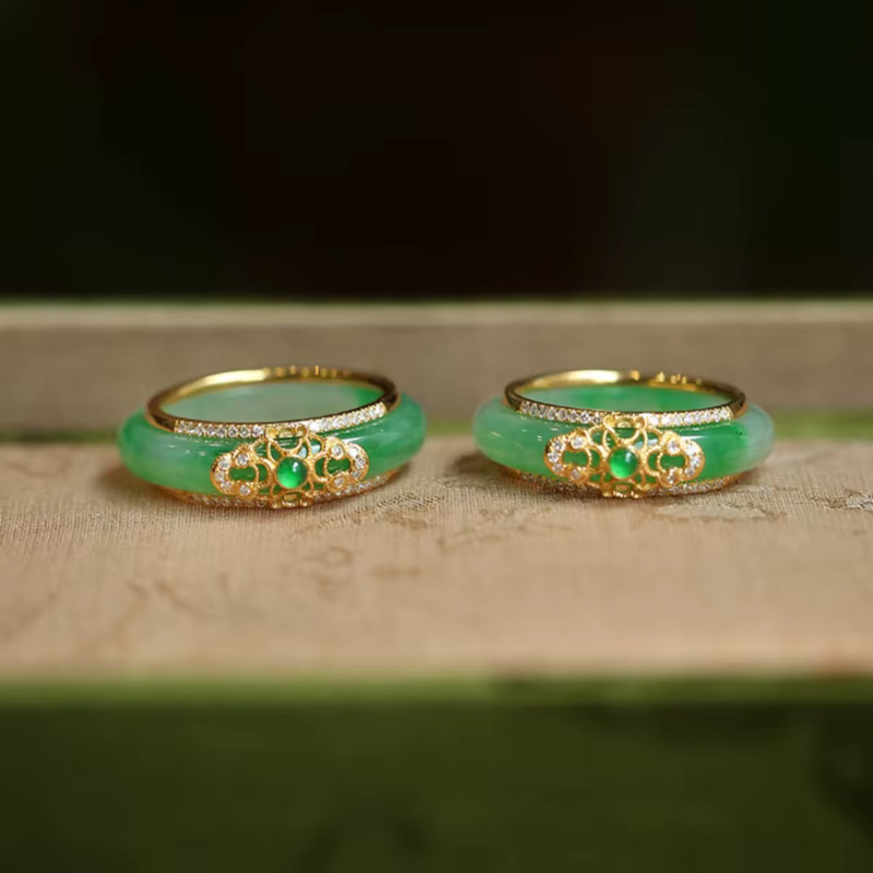 Bagues en cristaux de calcédoine verte naturelle pour femmes