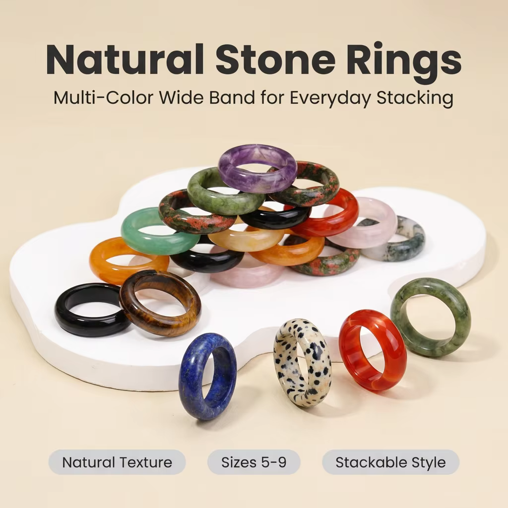 Bague unisexe en pierre naturelle