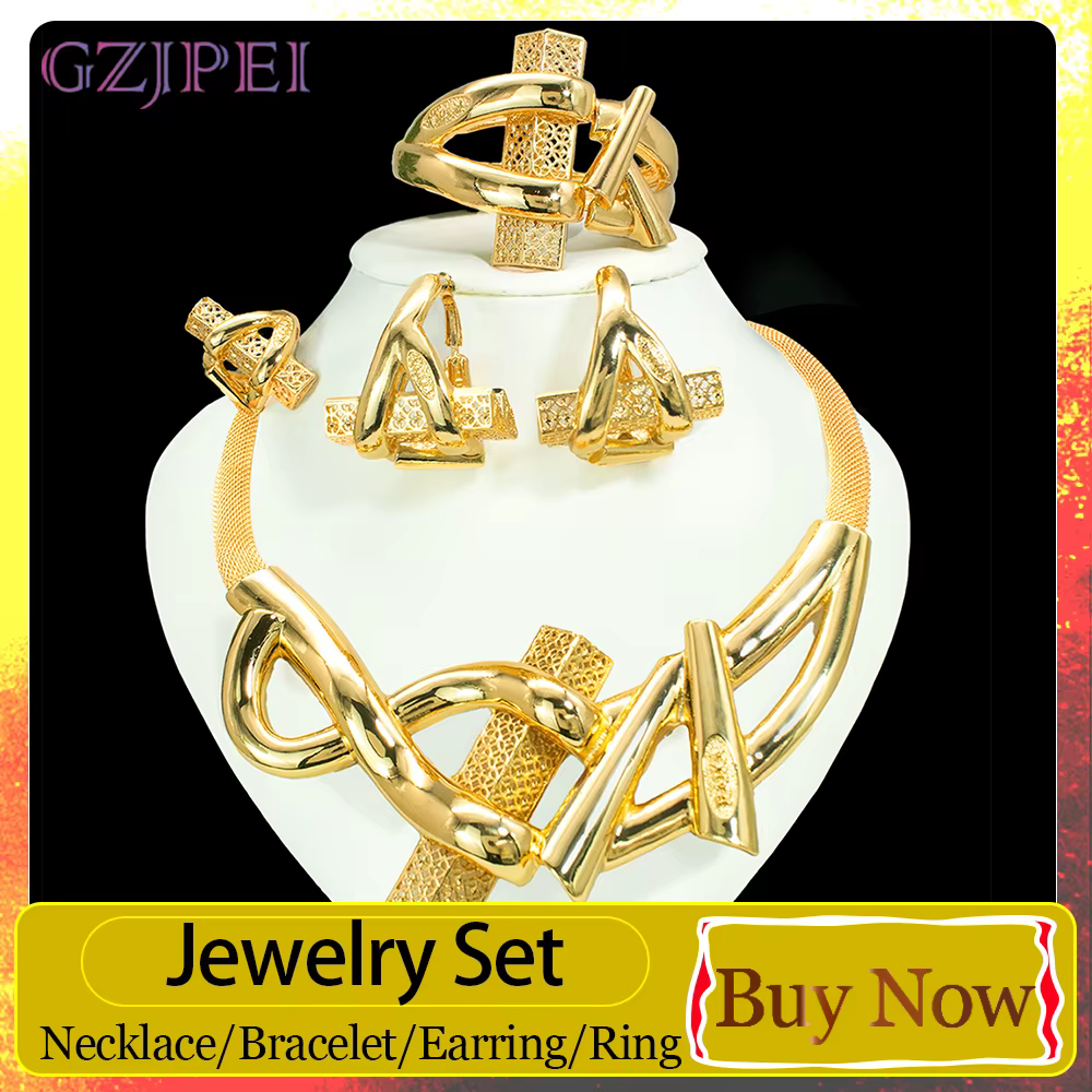 GZJPEI 2026 Nouvelle Parure de Bijoux Géométriques de Luxe