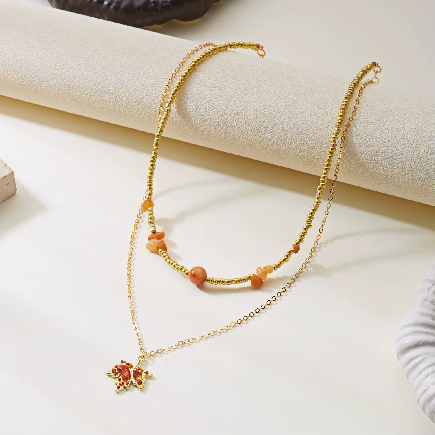 Maillard – ensemble de colliers superposés en strass feuille d'érable pour femmes