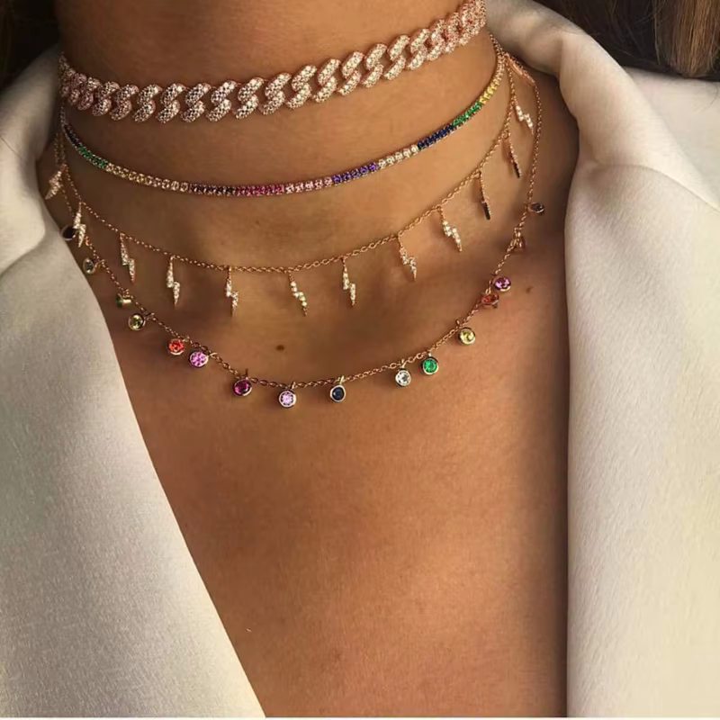 Collier ras du cou bohème en argent regardé 925 pour femme