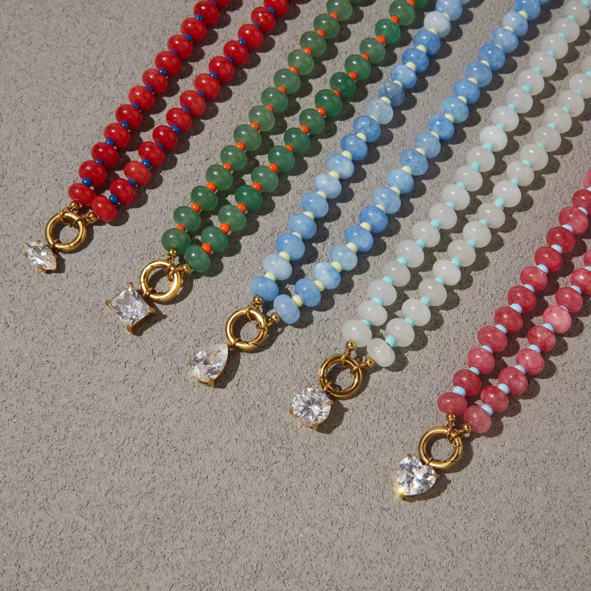 Collier de perles en pierre naturelle, fait à la main, avec pierres colorées, pour femmes, bijoux cadeau, bijoux imperméables, collier délicat