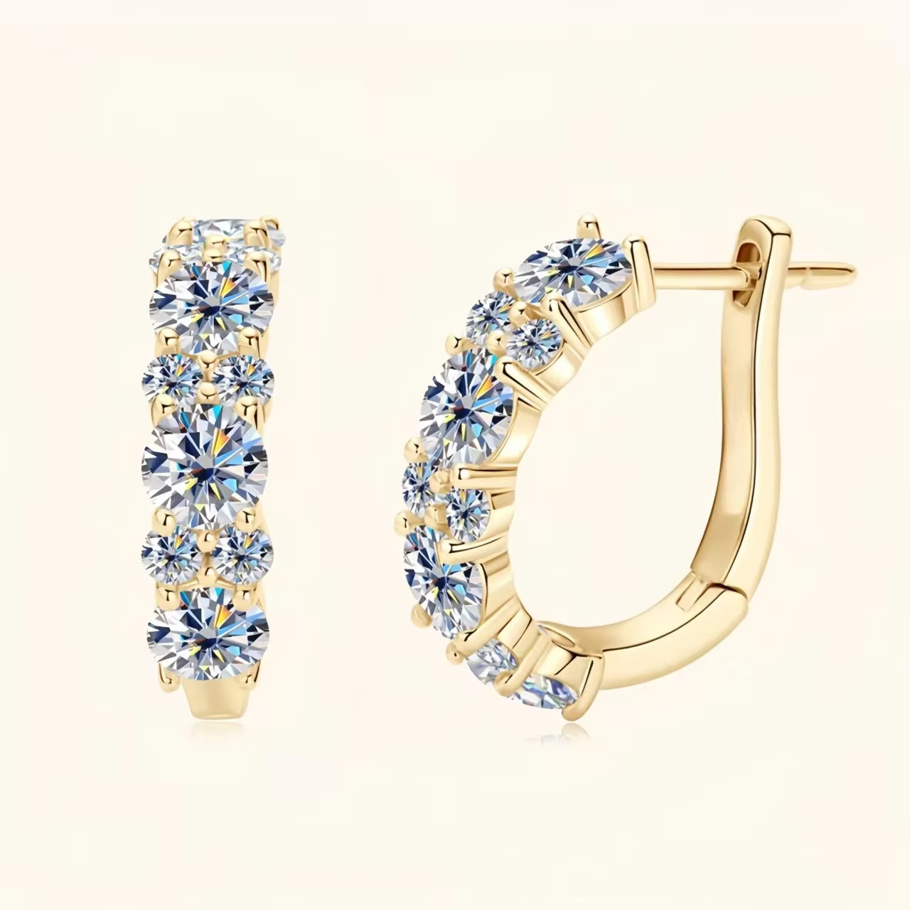 Boucles d'oreilles en argent sterling 925 avec moissanite couleur D 2