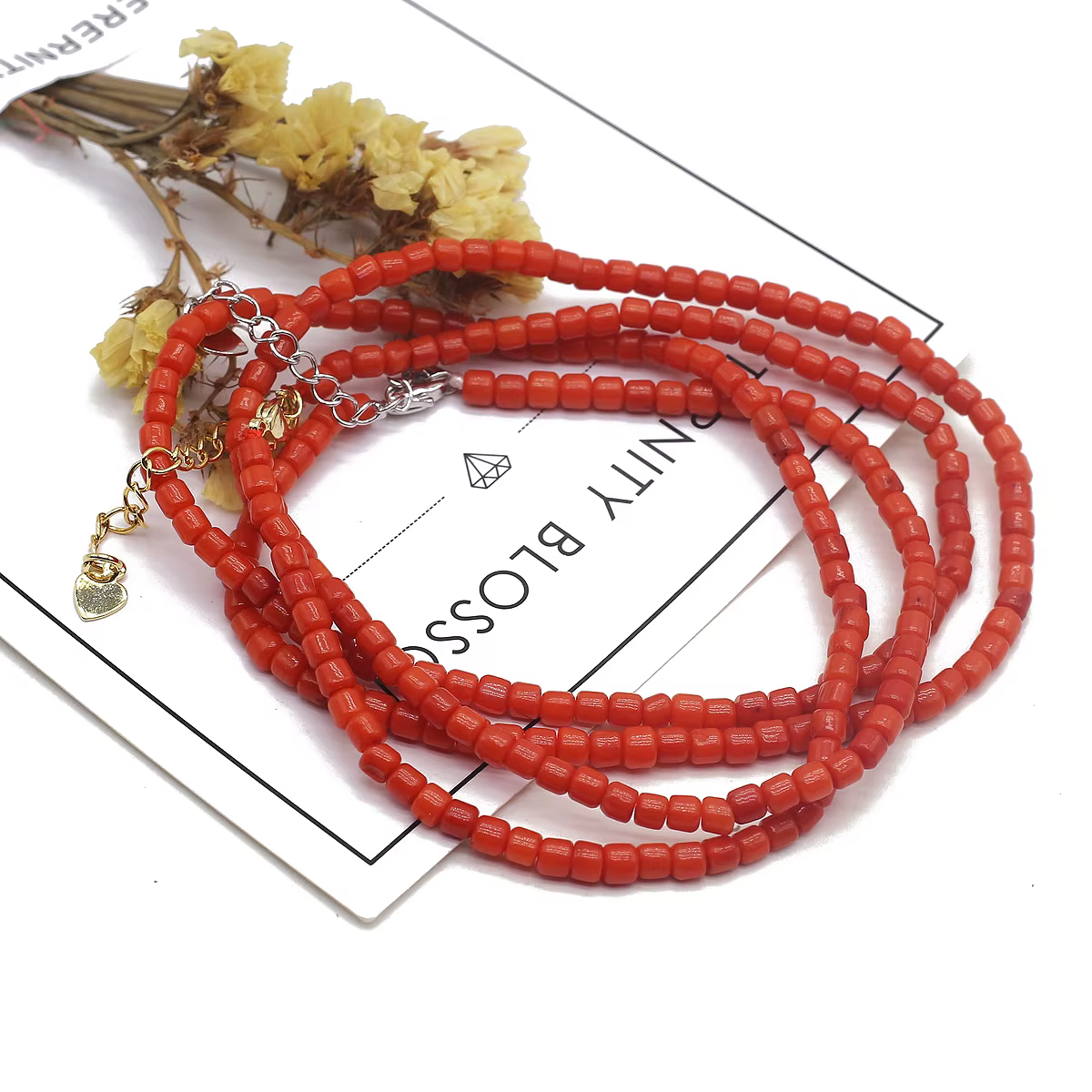Collier de perles carrées rondes rouges pour femmes et filles, 1 chaîne, accessoires de bijoux charmants, cadeaux de fête, 03