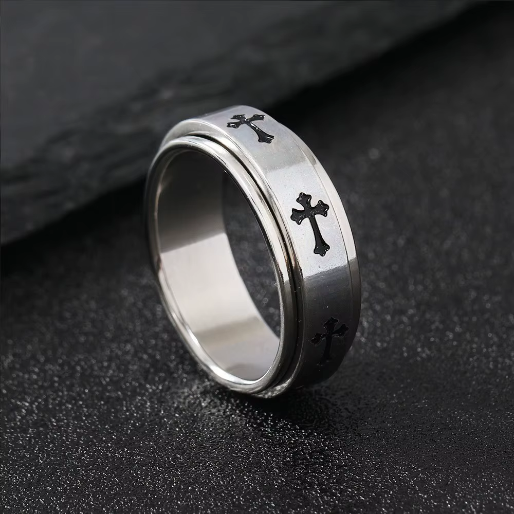 Bague croisée rotative en métal pour hommes et femmes