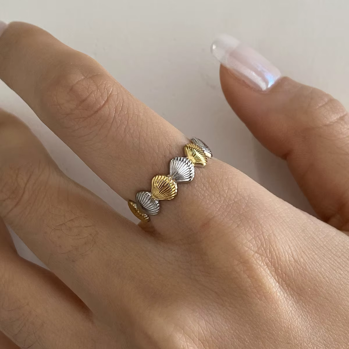 Zora Ocean Boho – bague ouverte en acier inoxydable plaqué or 18 carats pour femme