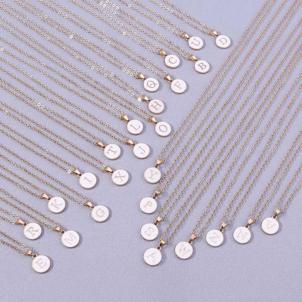 Bijoux pour femmes nom initiales 26 lettres pendentif collier émail A-Z Alphabet colliers filles cadeaux d'anniversaire