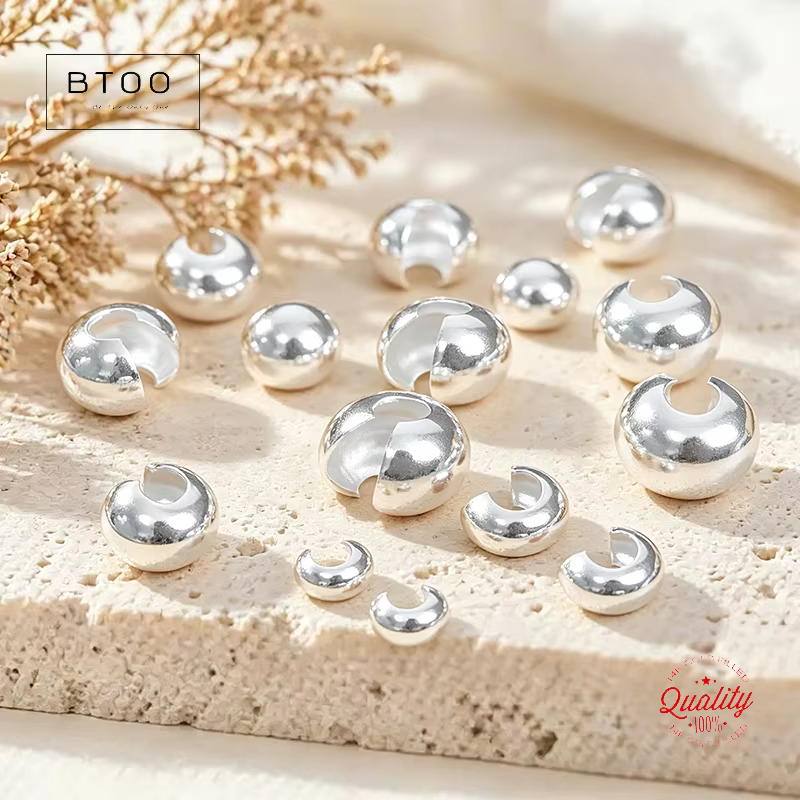 Perles d'extrémité en argent sterling 925 véritable