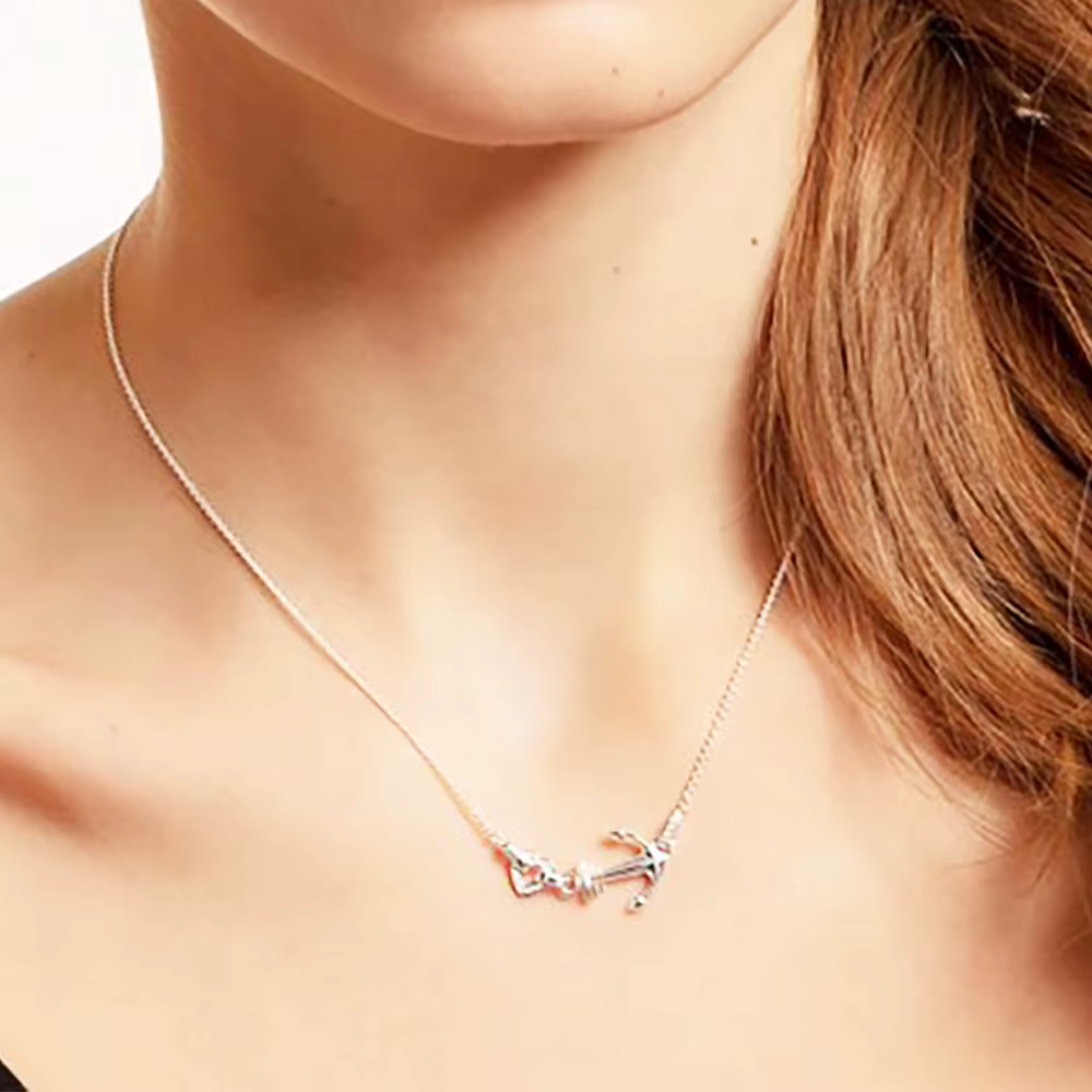 Collier amour ancre et coeur bijoux fins Europe 925 argent sterling tout nouveau cadeau romantique pour les femmes
