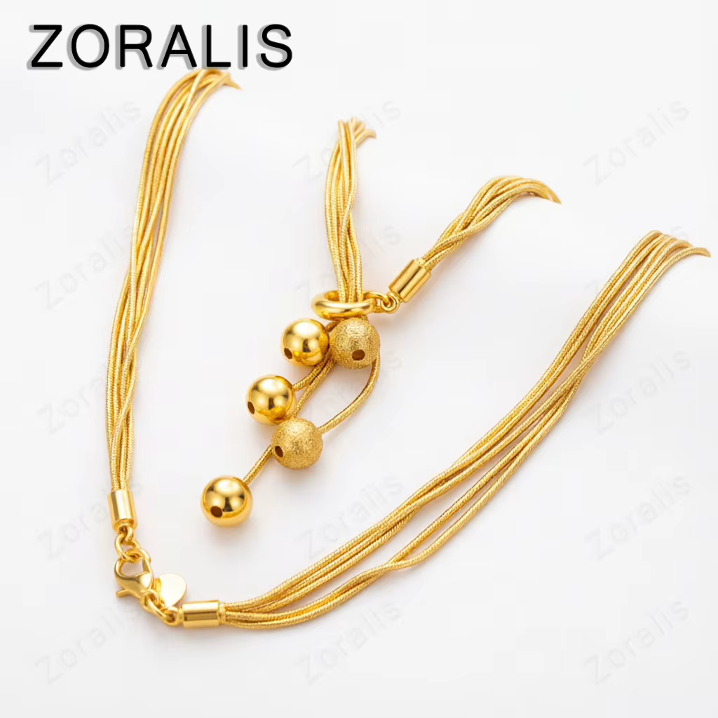 Collier en or 18 carats avec pendentif à cinq perles lisses givrées
