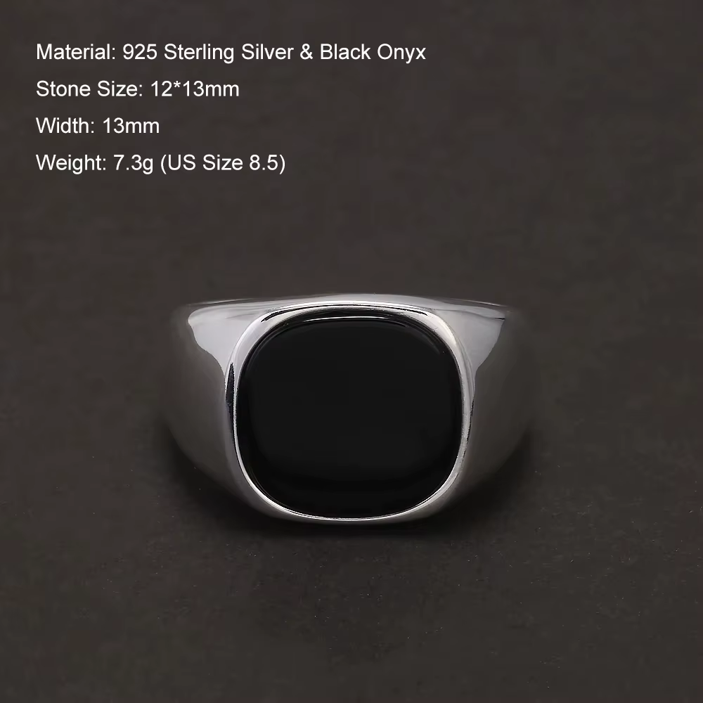 Bague chevalière en argent Sterling S925 pour hommes