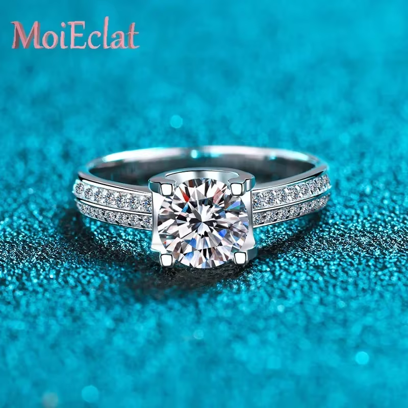 Bague de mariage de luxe MoiEclat Store en platine PT950 avec double rangée de diamants pour femme