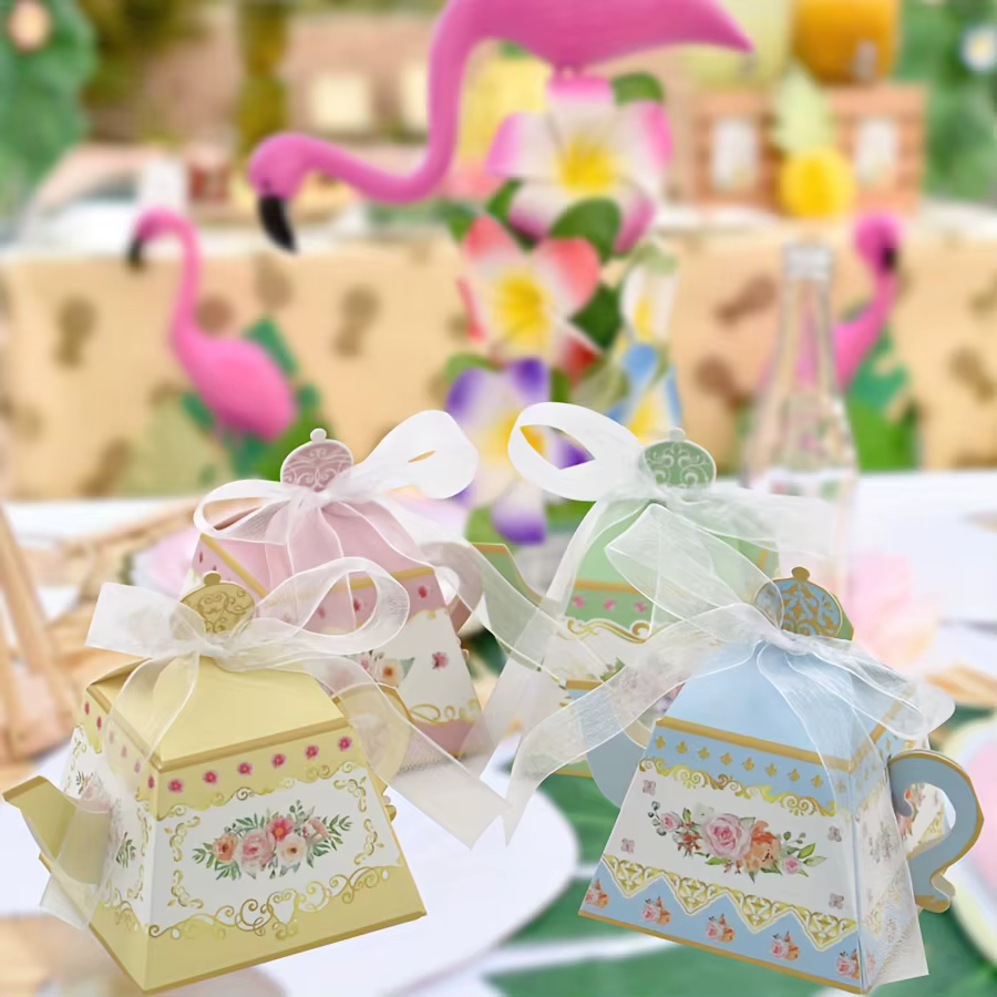 10 Mini boîte-cadeau de fête de thé florale