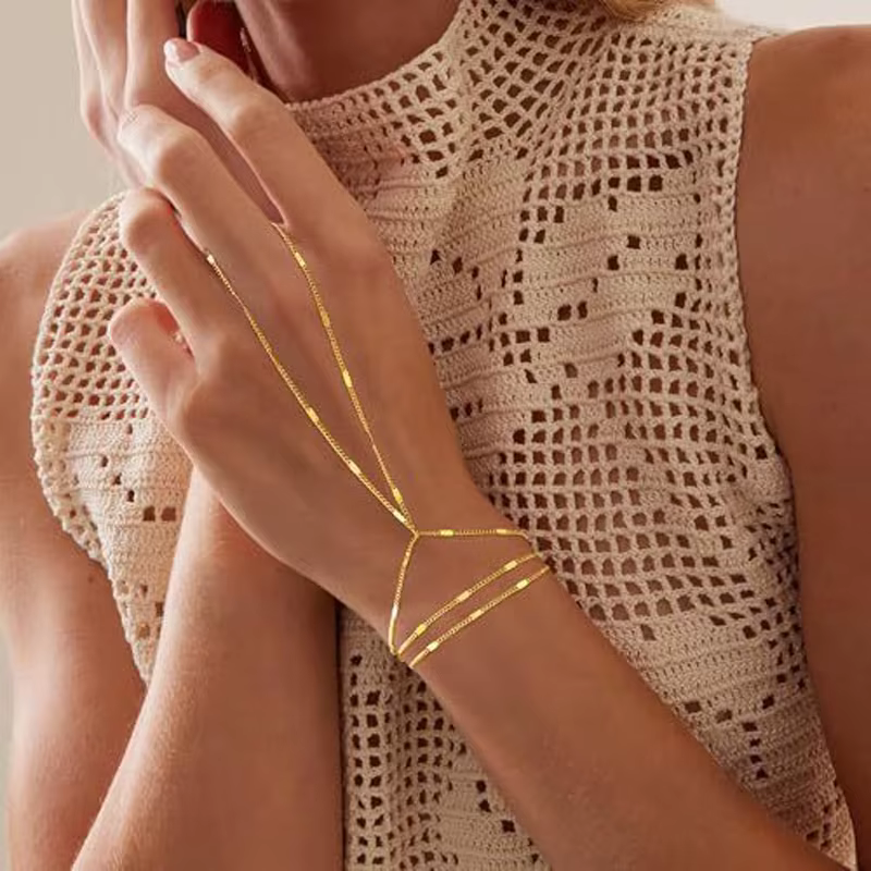 Bracelets minimalistes fins à chaîne connectée pour femmes