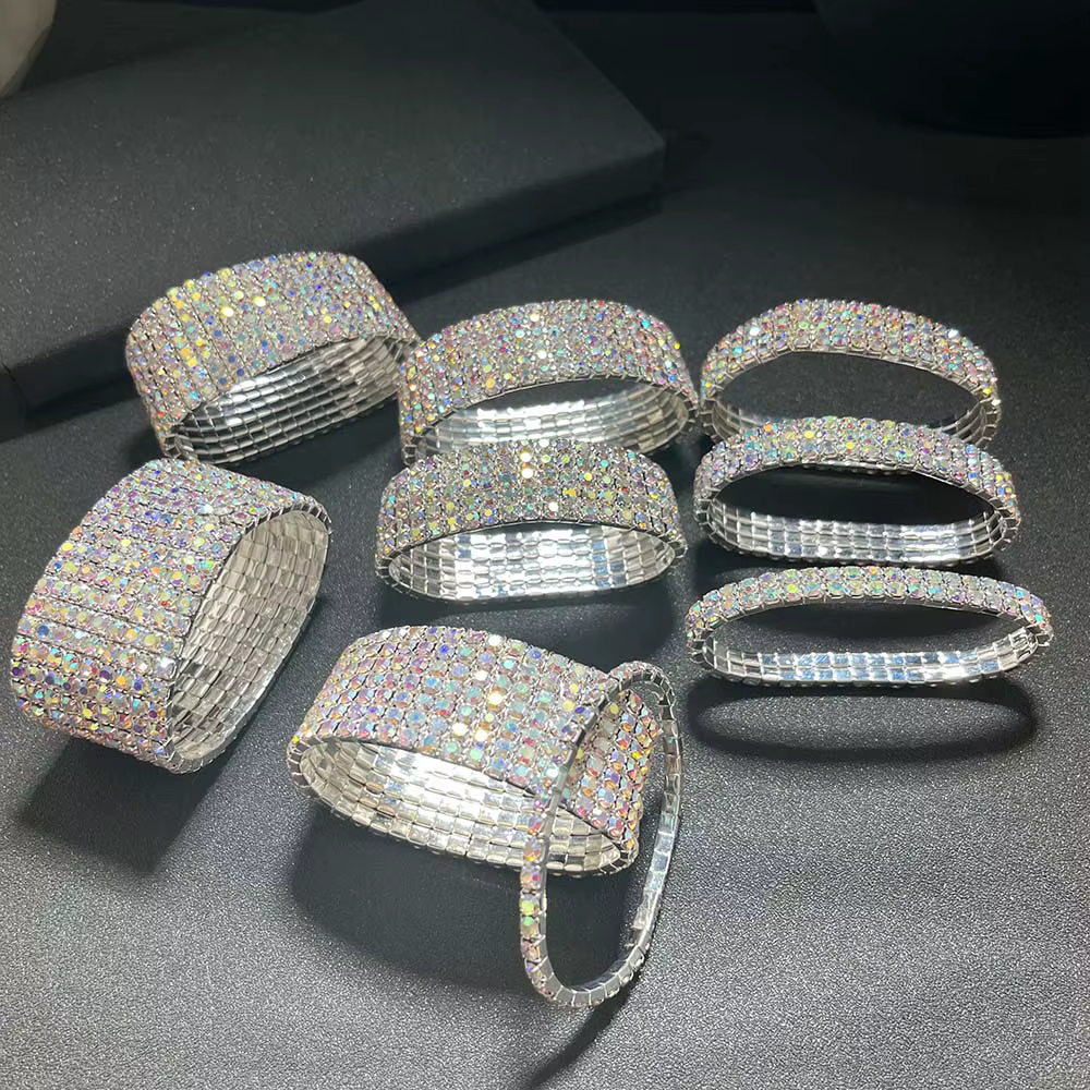 BLIJERY luxe AB cristal élastique Bracelets pour femme Bling glacé strass Bracelet