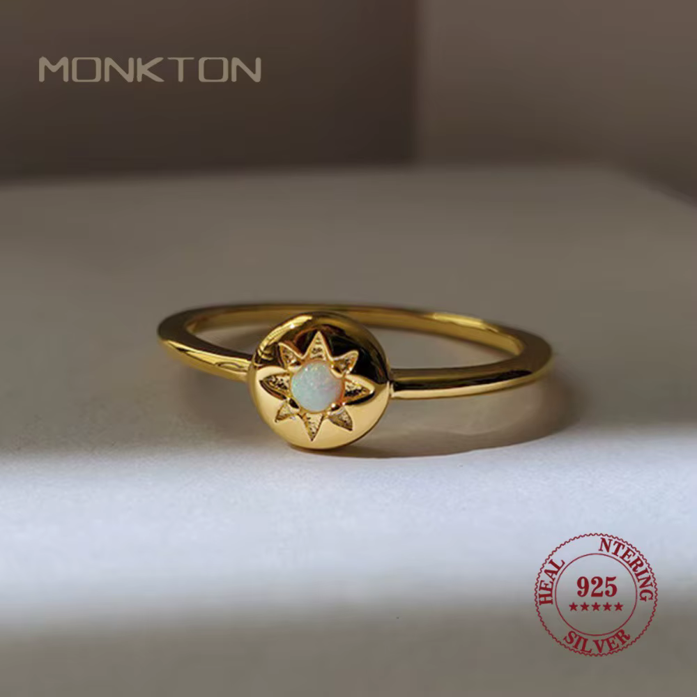 Monkton – bague en argent sterling 925 avec pierre opale