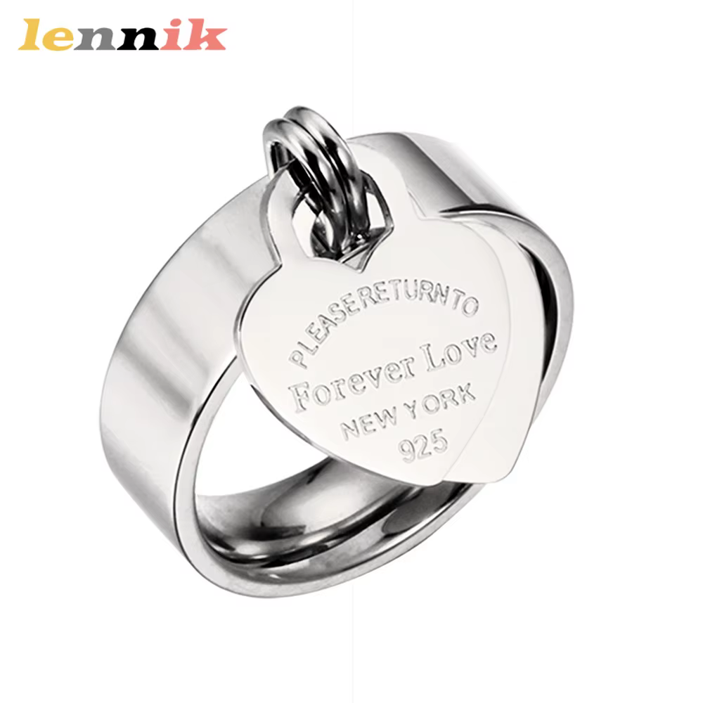 LENNIK bague d'amour pour toujours amour mode lumière luxe coeur de pêche lettre accessoires plaqué or