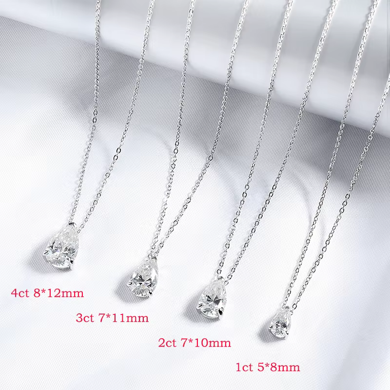Smyoue 1-4CT poire coupe Moissanite pendentif collier pour femmes filles 3 modèles laboratoire diamant mariage argent 925 chaînes bijoux fins