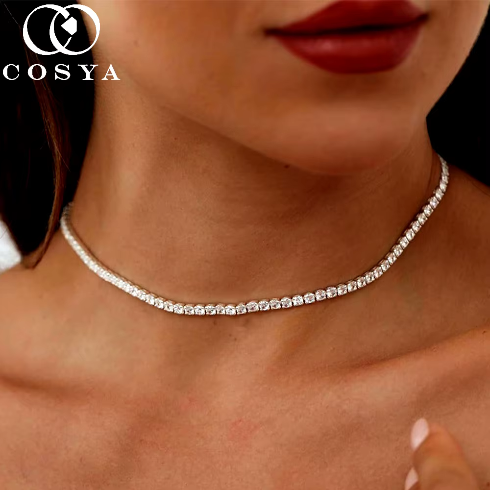 COSYA – collier ras du cou en moissanite de 2mm pour femmes