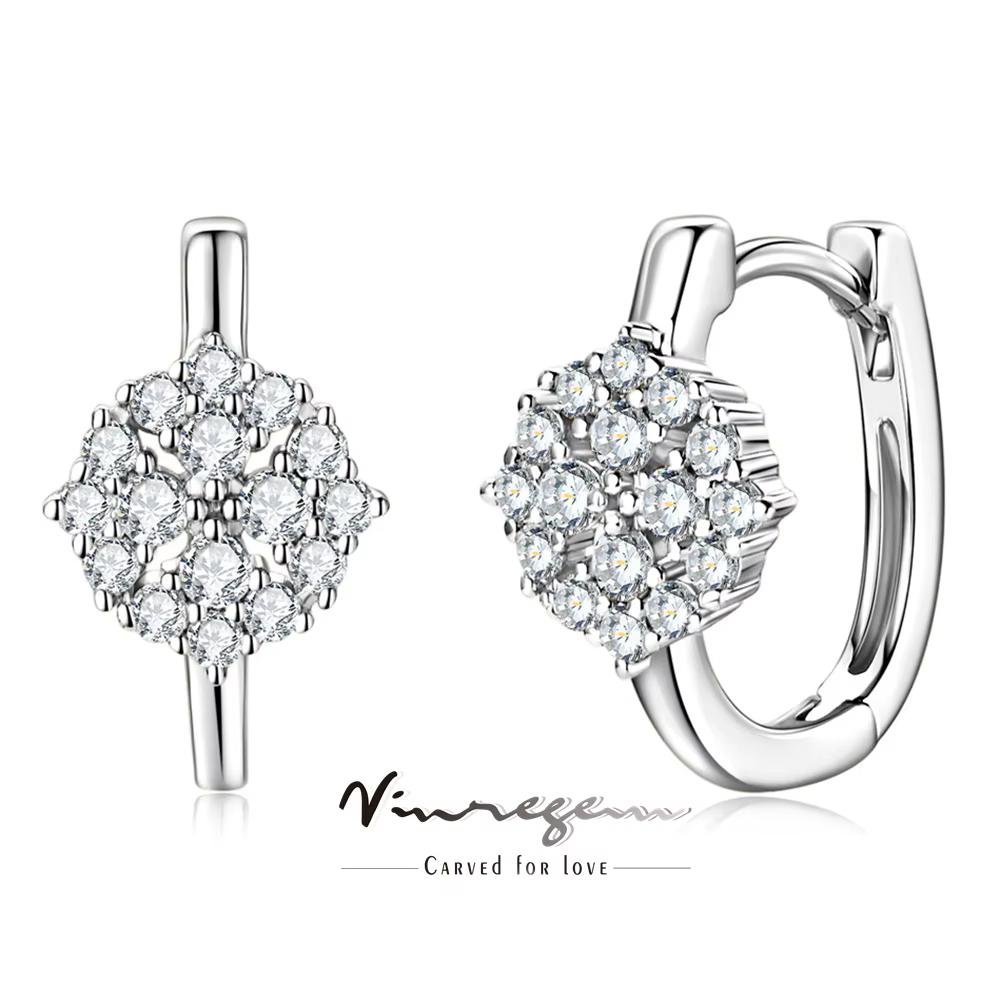 Vinregem GRA 3EX VVS1 D coupe ronde vrais diamants Moissanite pierres précieuses boucles d'oreilles en argent Sterling 925 bijoux fins en gros