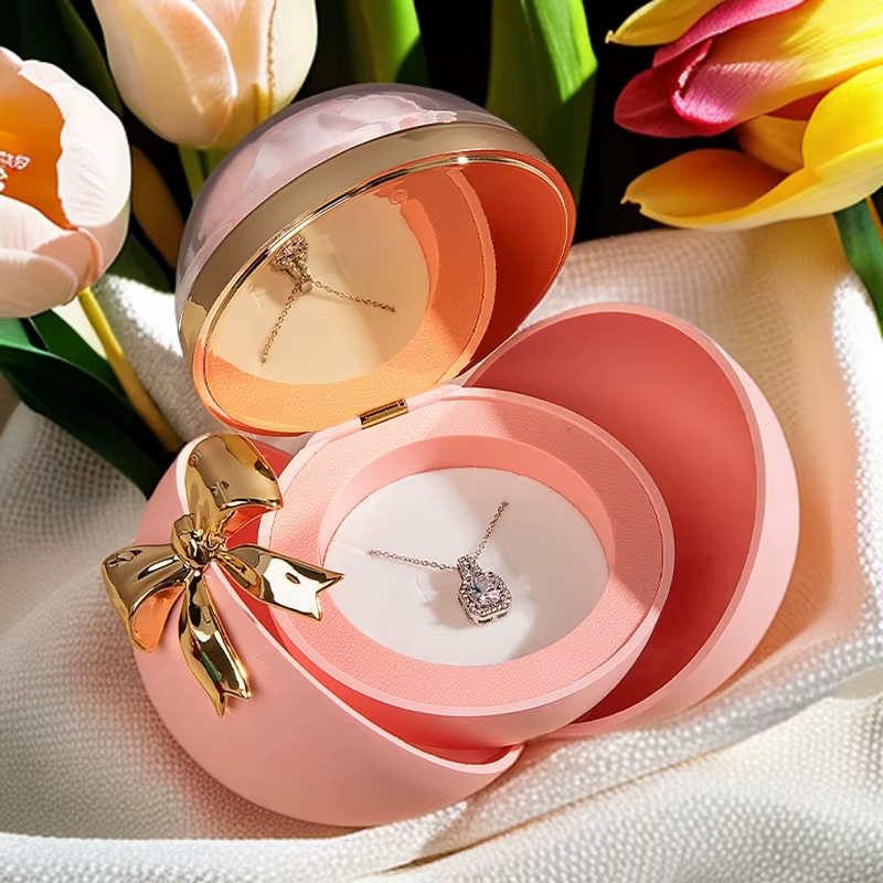 Boîte à bijoux cadeau, boîte à bagues et colliers sphériques
