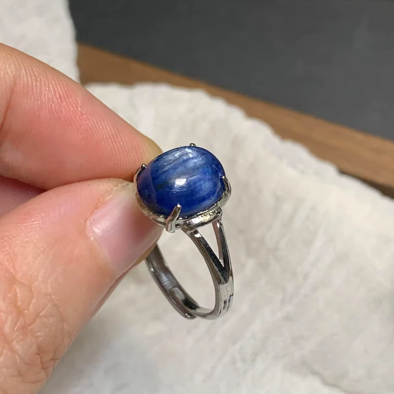 Bague en Kyanite bleue naturelle 10x8MM