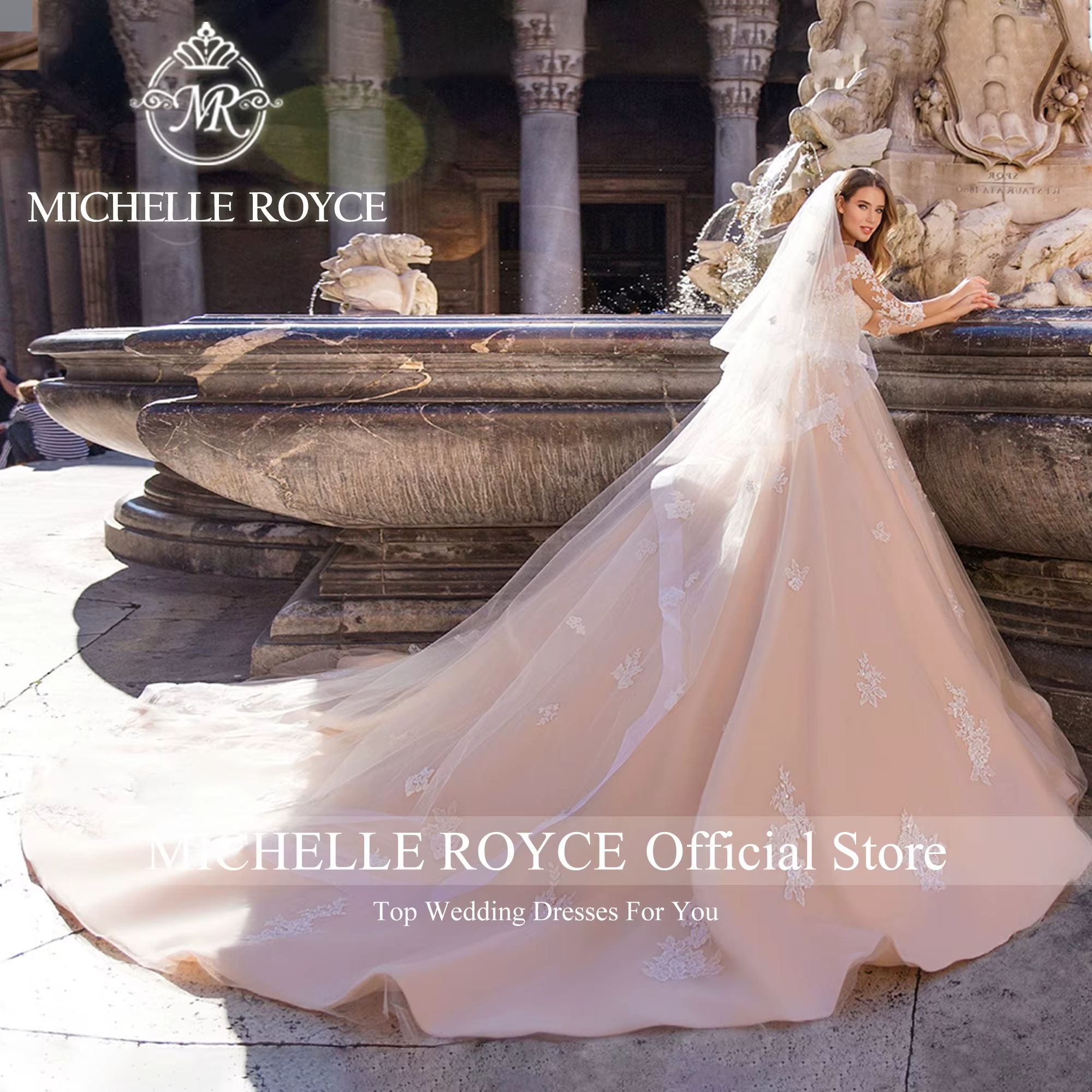 Michelle Royce-Robe de mariée à demi-manches pour femmes